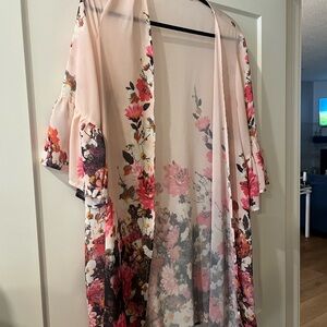 Pink Floral Kimono One Size (fits like a medium) unbranded
